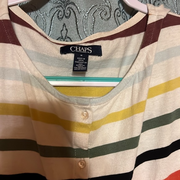 Chaps tie front button capped sleeve tee - Picture 2 of 4